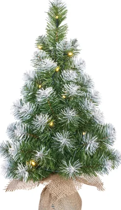 Black Box mini kunstkerstboom Norton besneeuwd op jute voet met 15 lampjes warm wit D 31 H 60 cm