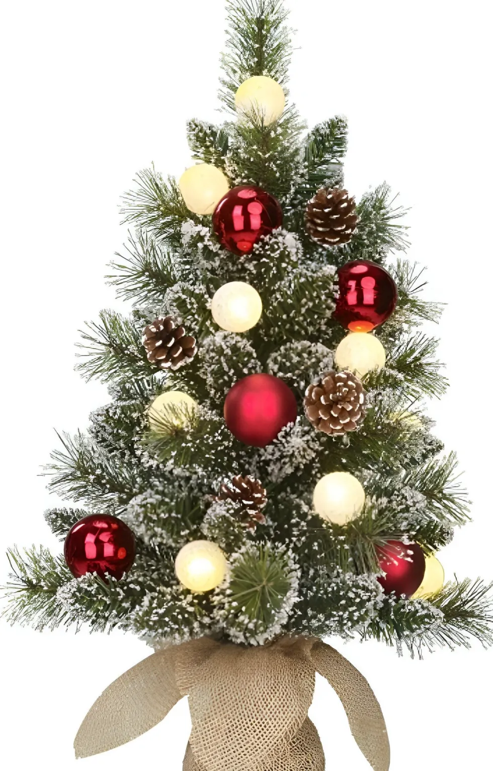 Black Box mini kunstkerstboom Kaprun kerstbal rood met 10 lampjes warm wit D 39 H 60 cm