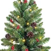 Black Box mini kunstkerstboom Creston met versiering met 20 lampjes warm wit op jute voet D 41 H 60 cm