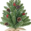 Black Box mini kunstkerstboom Burlap Creston met versiering op jute voet D 15 H 30 cm