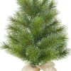 Black Box mini kunstkerstboom Glendon Burlap besneeuwd op jute voet D 23 H 60 cm