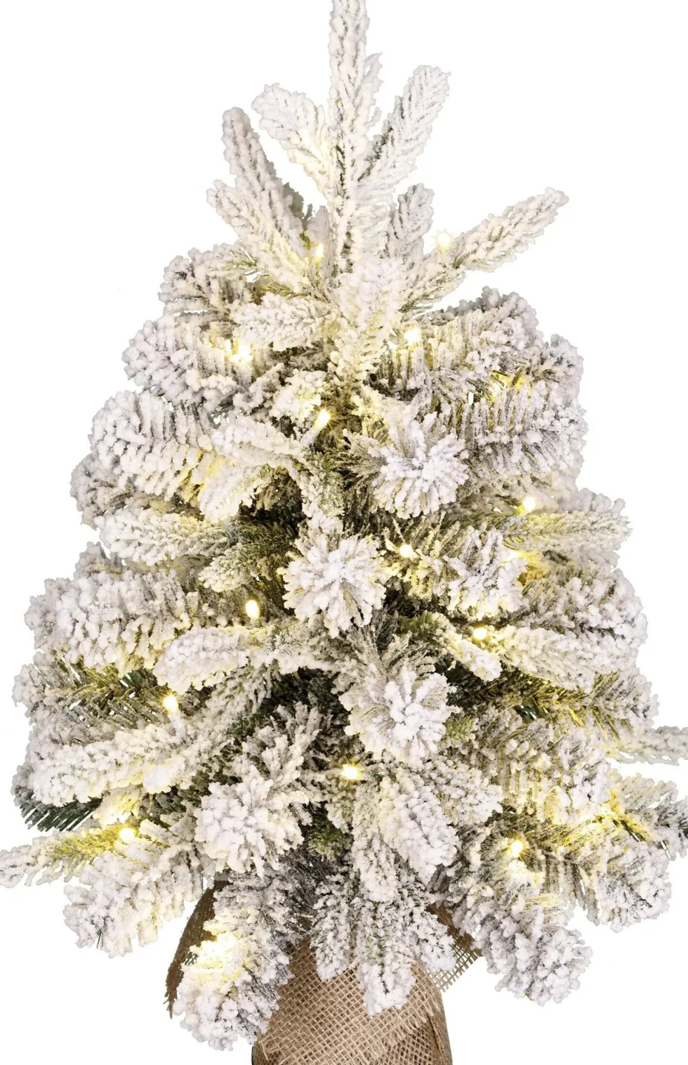 Black Box mini kunstkerstboom Grimshaw besneeuwd op jute voet met 40 lampjes warm wit D 45 H 60 cm