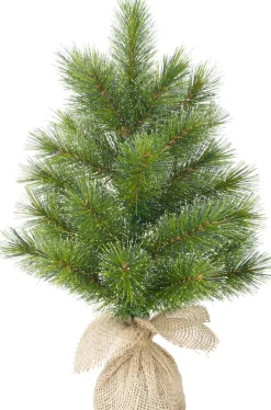 Black Box mini kunstkerstboom Glendon Burlap besneeuwd op jute voet D 20 H 45 cm