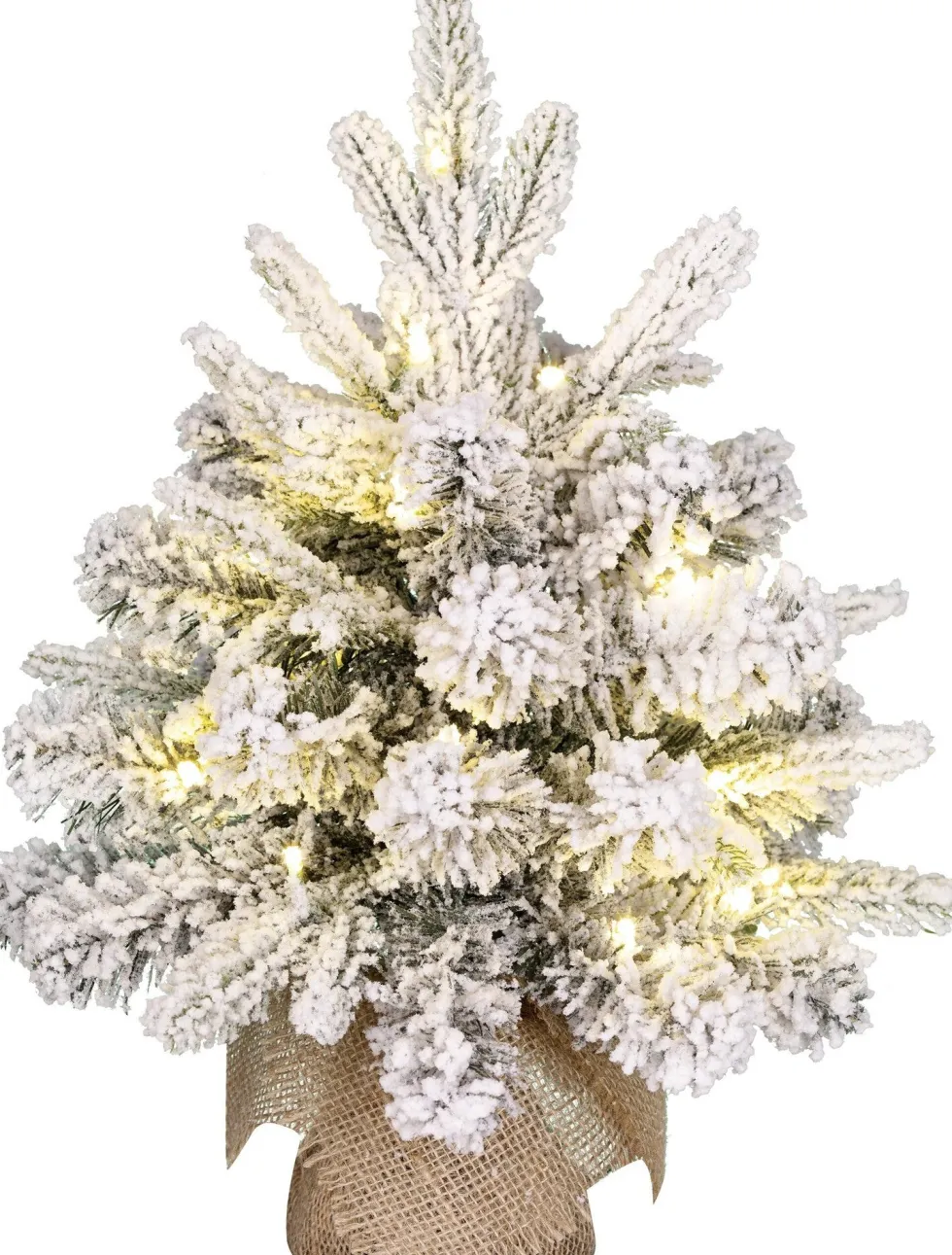 Black Box mini kunstkerstboom Grimshaw besneeuwd op jute voet met 20 lampjes warm wit D 40 H 45 cm