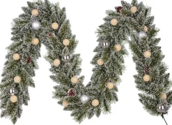 Black Box Trees guirlande Kaprun besneeuwd kerstballen zilver met 20 lampjes warm wit 270 cm