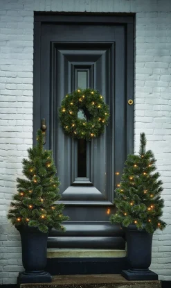 Black Box voordeurset Glendon besneeuwd met 85 lampjes warm wit D 45 H 90 cm