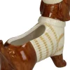 Bloempot teckel bruin / beige 19,5 x 7,2 x 17 cm