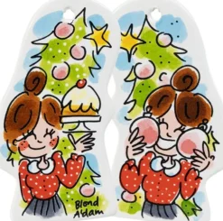 Blond Amsterdam kerst ornament Christmas Girl 9,5 x 9,5 x 1,5 cm