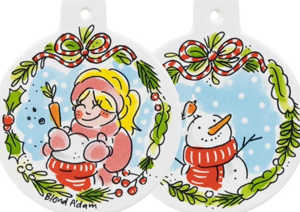 Blond Amsterdam kerst ornament Christmas Snowman D 9,5 cm