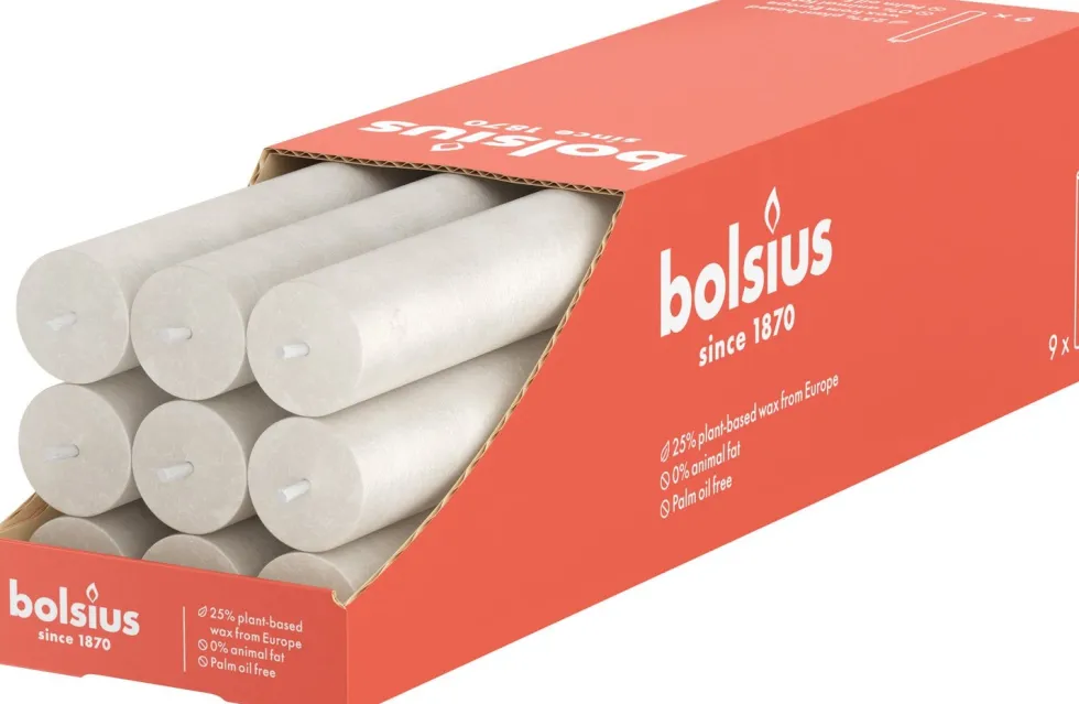Bolsius dinerkaars Shine wit / grijs 13 uur D 2,3 x H 27 cm