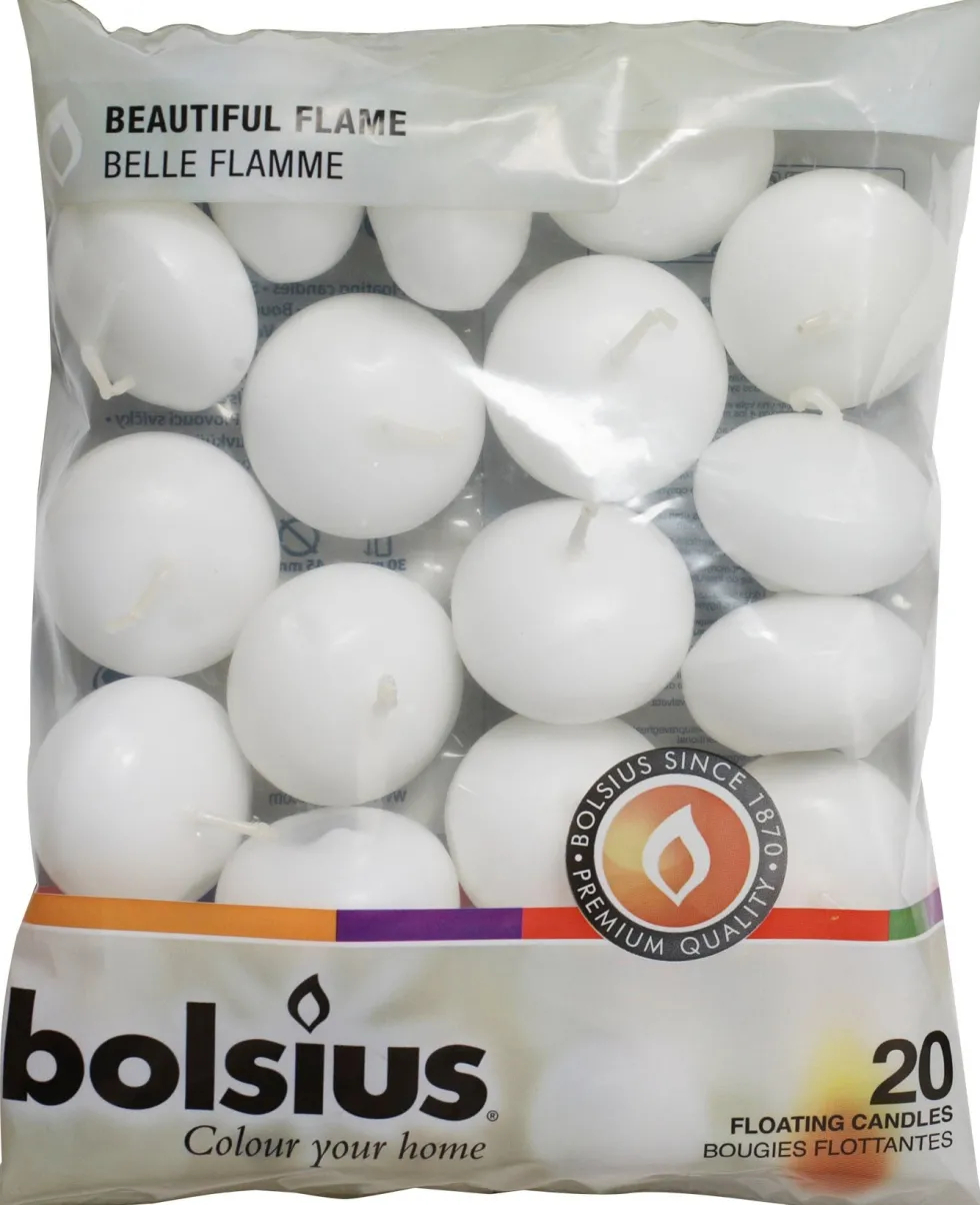Bolsius drijfkaars wit 4,5 uur D 4 H 2,5 cm 20 stuks