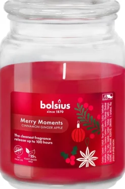 Bolsius geurkaars True Glow Merry Moments rood 100 uur D 13,5 H 10 cm