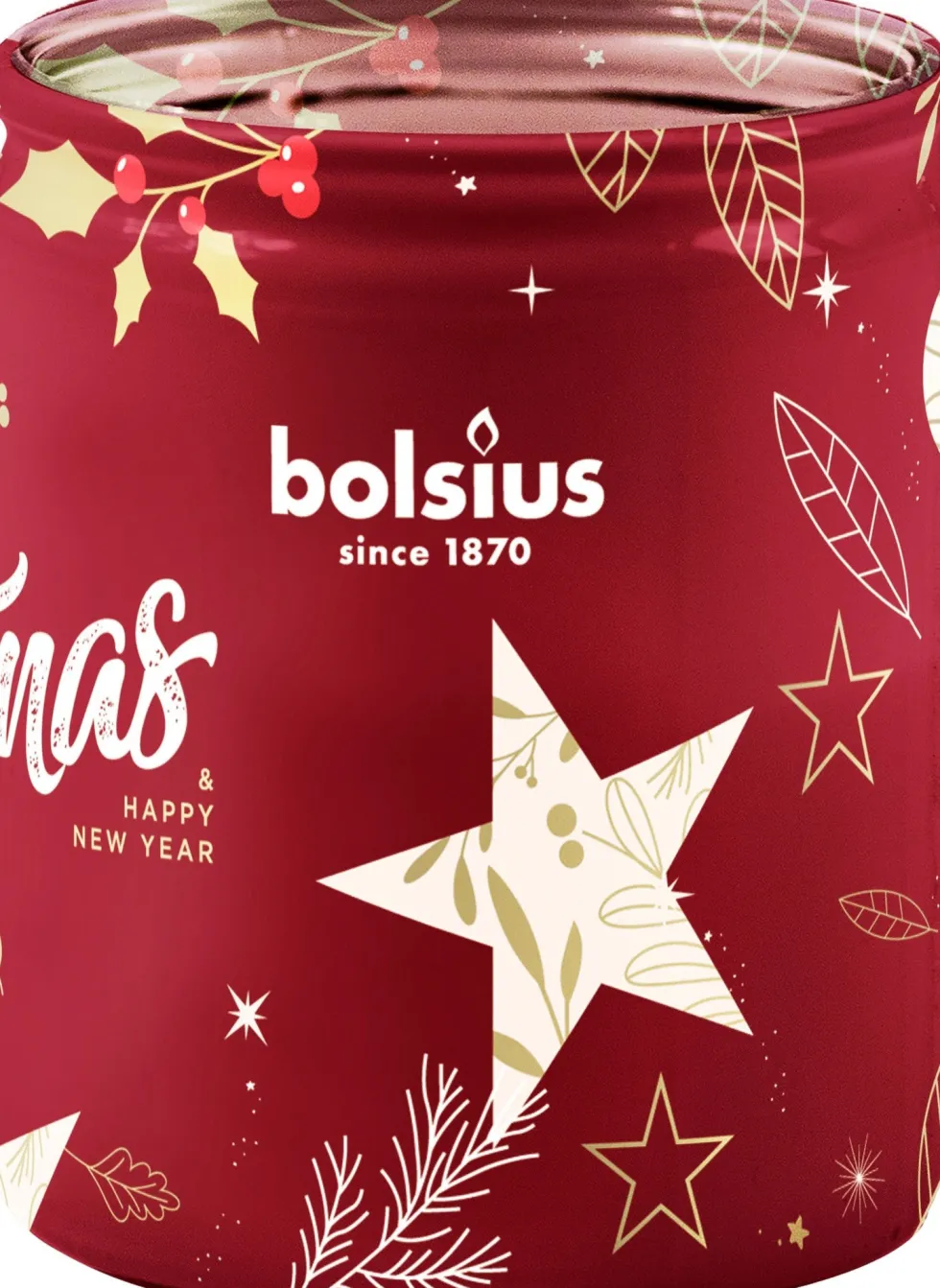 Bolsius geurkaars True Glow Xmas cranberry wit 23 uur D 8,2 H 6,8 cm