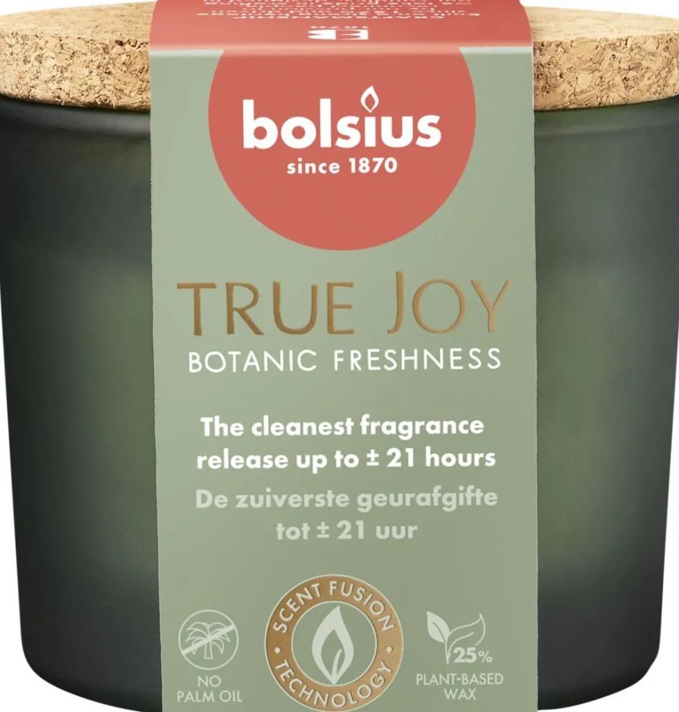 Bolsius geurkaars True Joy Botanic Freshness groen 21 uur D 8,3 H 7,6 cm