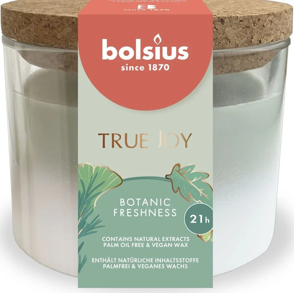 Bolsius geurkaars True Joy Botanic Freshness groen 21 uur D 8,3 H 7,6 cm
