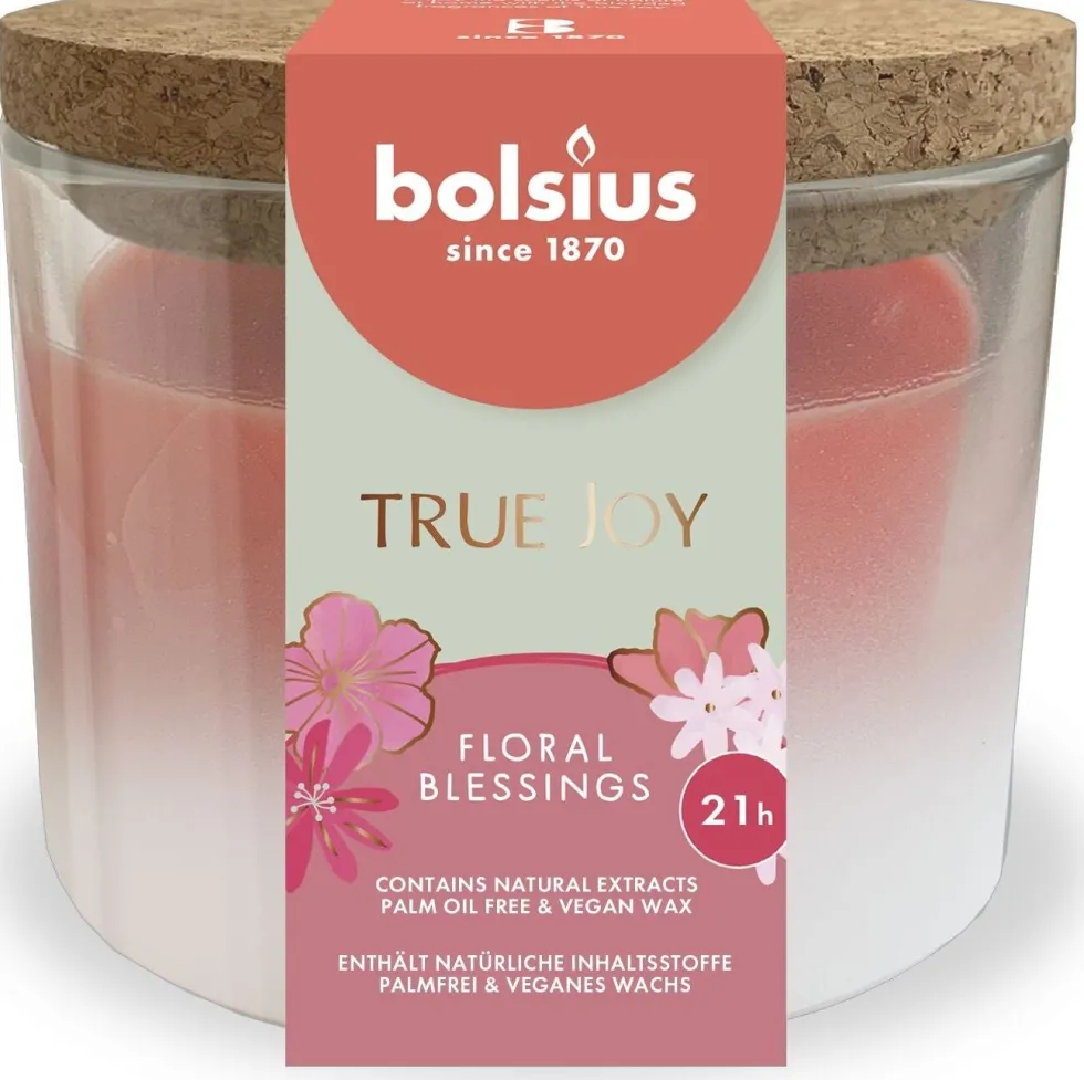 Bolsius geurkaars True Joy Floral Blessings roze 21 uur D 8,3 H 7,6 cm