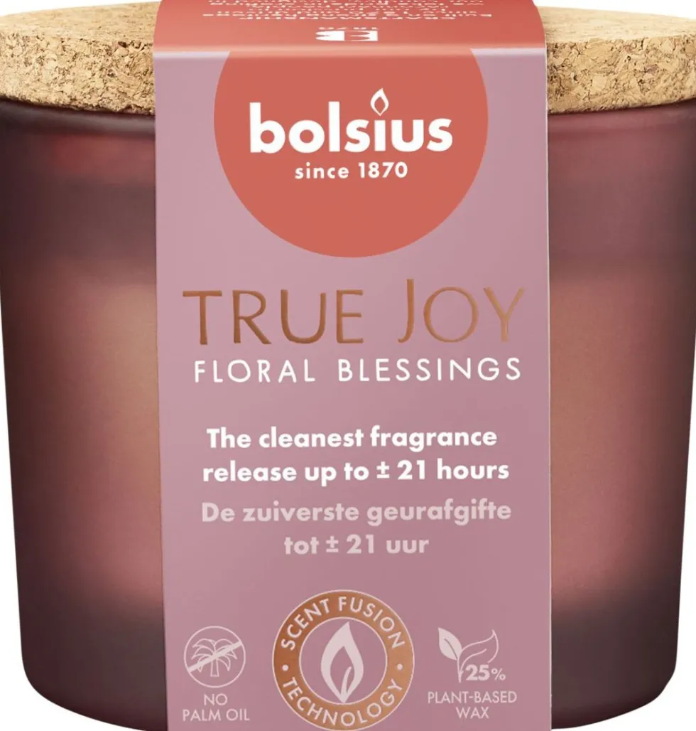 Bolsius geurkaars True Joy Floral Blessings rood 21 uur D 8,3 H 7,6 cm