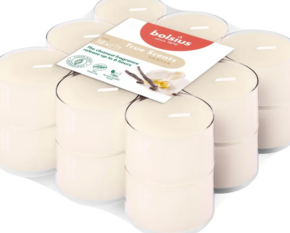 Bolsius geurkaars True Scents Vanille crème 6 uur D 3,5 H 1,8 cm 18 stuks