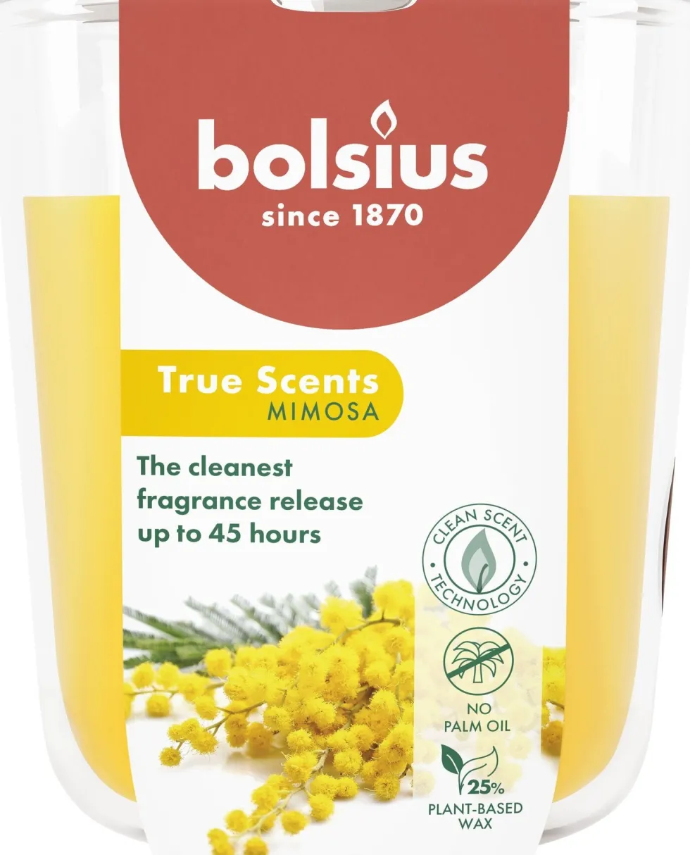 Bolsius geurkaars True Scents Mimosa geel 45 uur D 8,5 H 9 cm