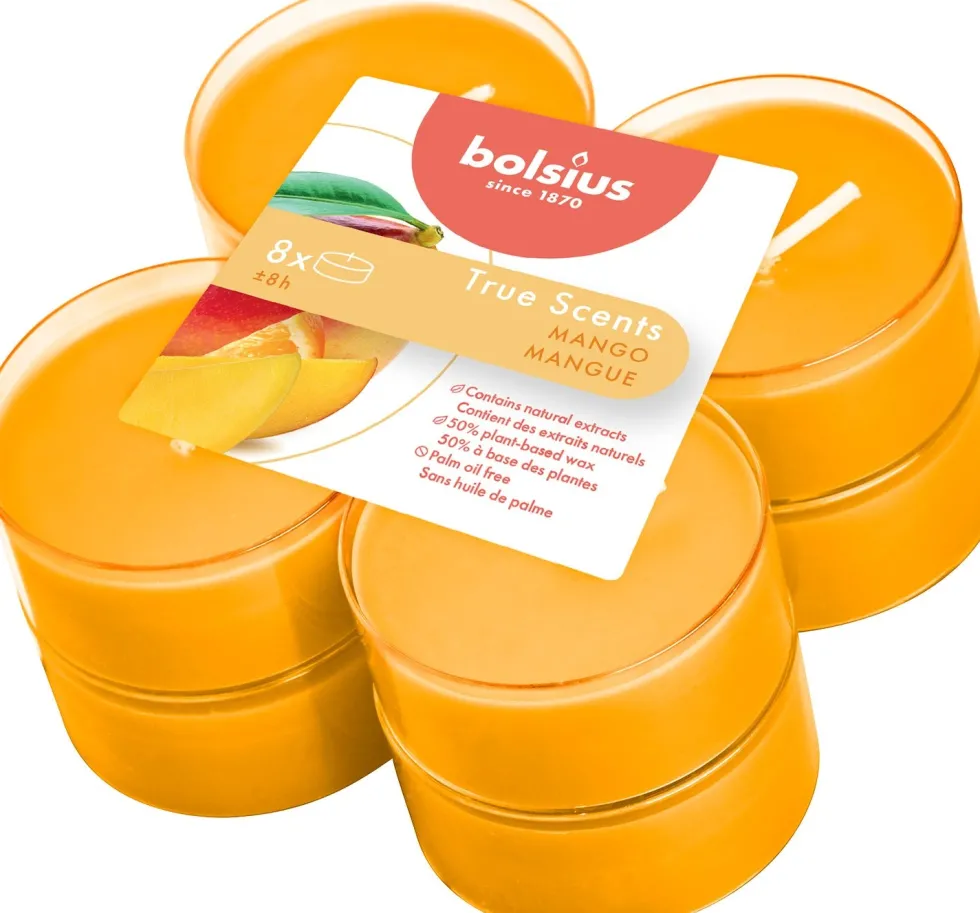 Bolsius geurkaars True Scents Mango geel 8 uur 8 stuks