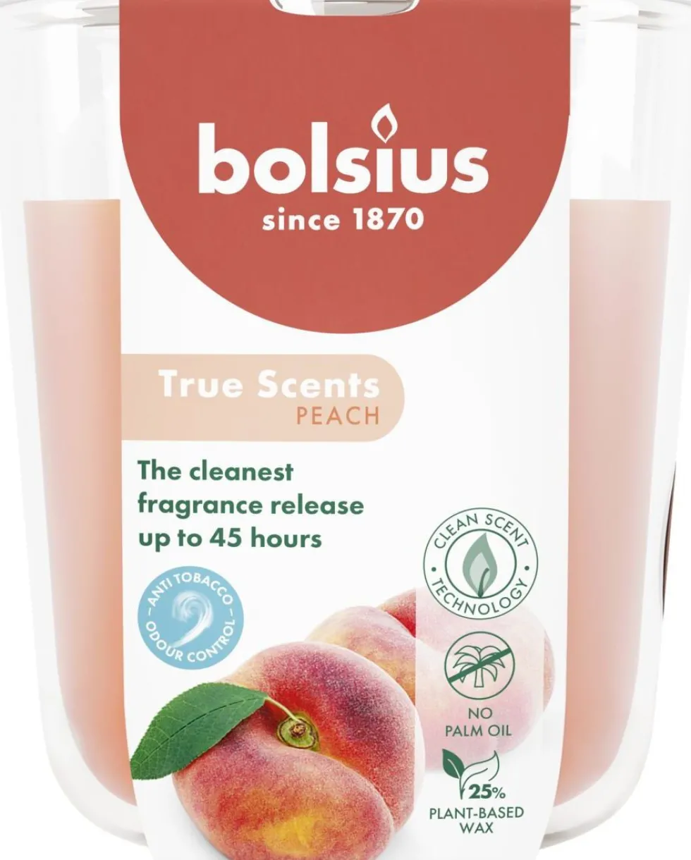Bolsius geurkaars True Scents Peach oranje 45 uur D 8,5 H 9 cm