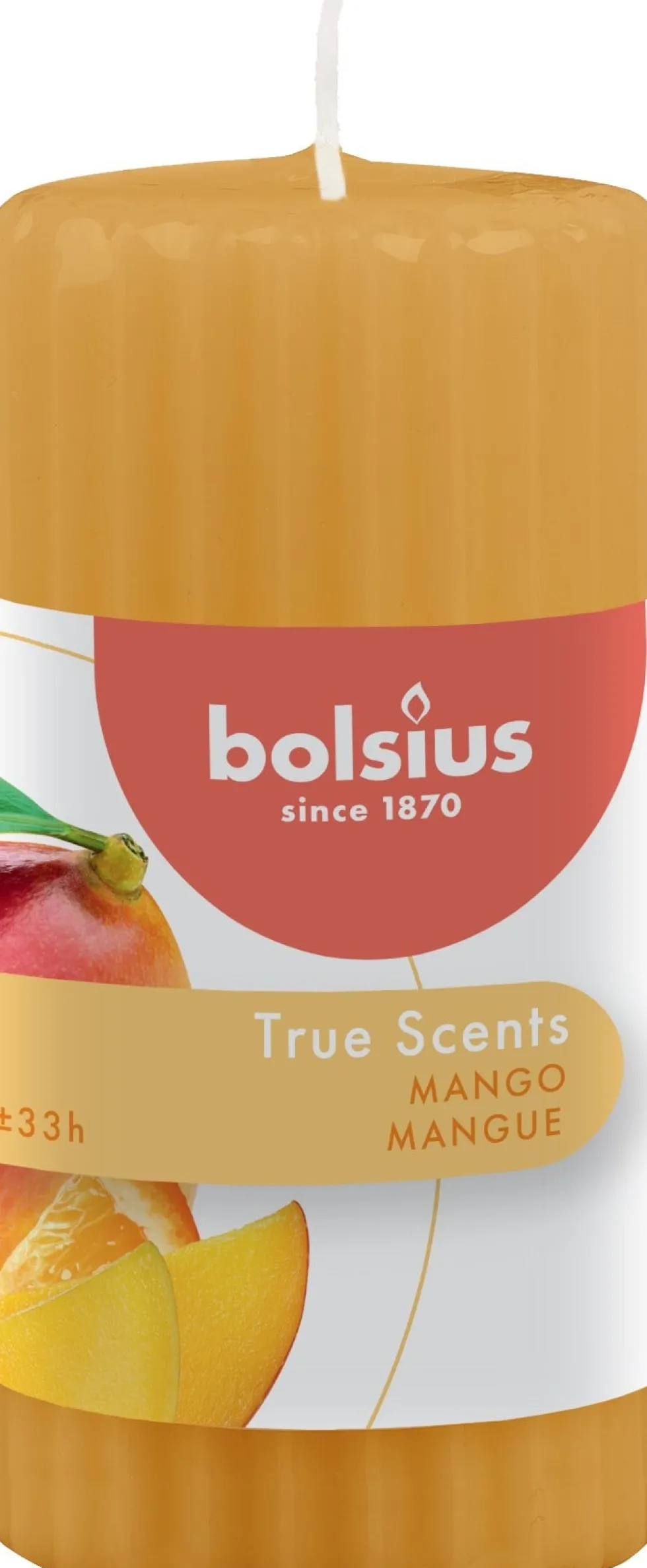 Bolsius geurkaars True Scents Mango geel 33 uur D 5,8 H 12 cm