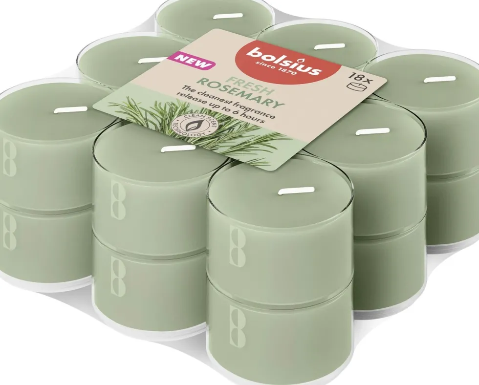 Bolsius geurkaars True Scents Rozemarijn groen 6 uur D 3,7 H 2,1 cm 18 stuks