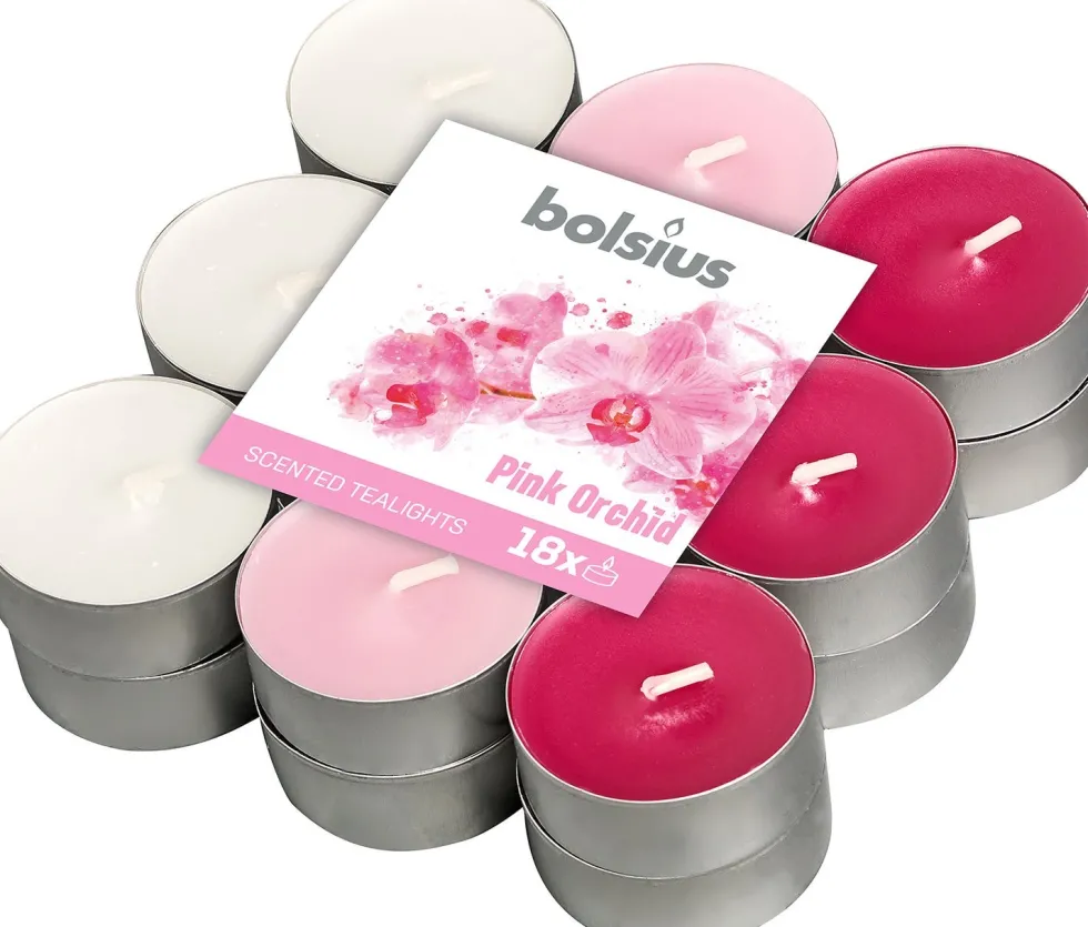 Bolsius geurtheelicht Orchid roze 4 uur 18 stuks