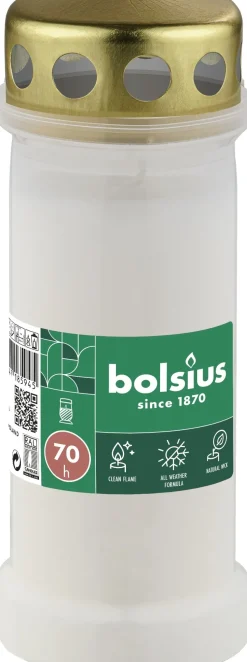 Bolsius herdenkingslicht nr 6L wit 70 uur D 6,7 H 17,3 cm