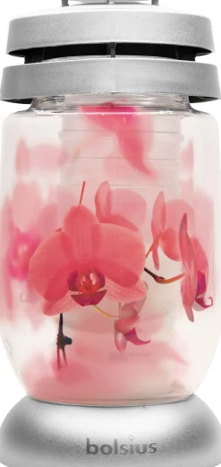 Bolsius herdenkingslicht Orchidee zilver / roze 36 uur D 11 H 22,4 cm