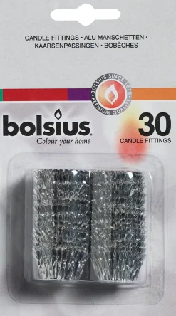 Bolsius kaarshulzen zilver 30 stuks
