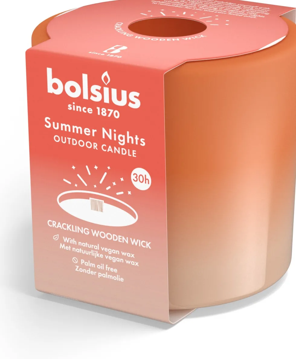 Bolsius kaars in glas Summer Nights terracotta / beige 30 uur D 9 H 8 cm
