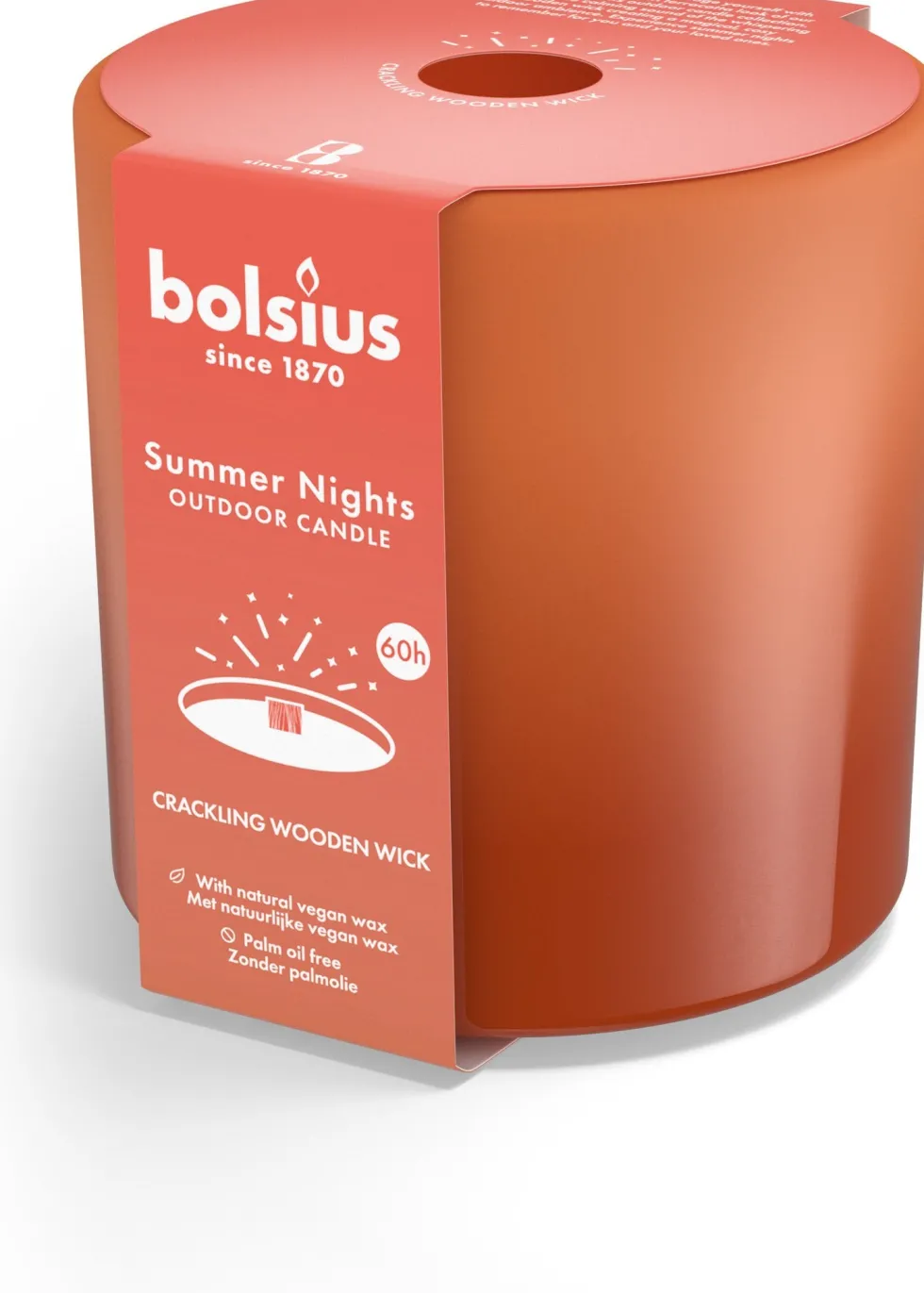 Bolsius kaars in glas Summer Nights terracotta 60 uur D 12,6 H 12 cm
