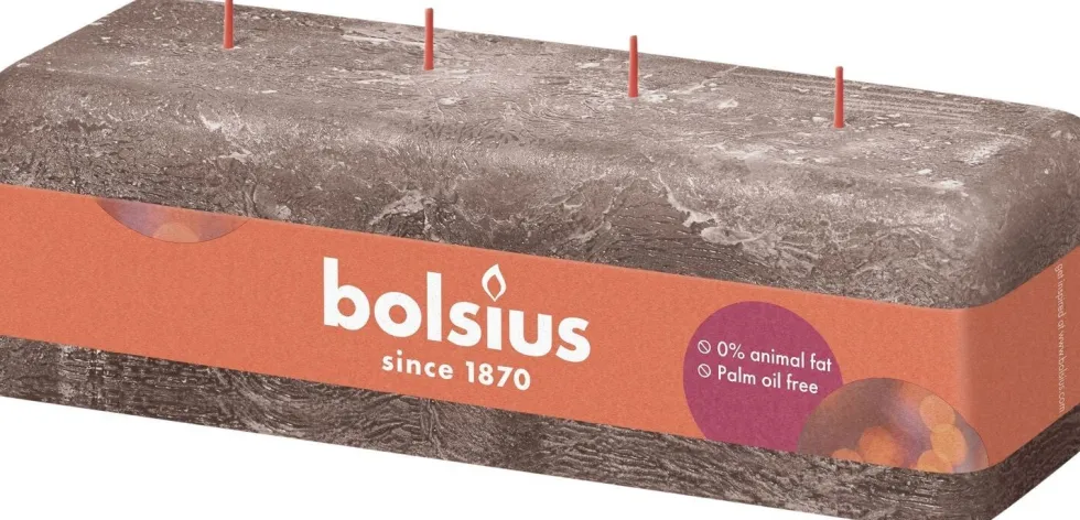 Bolsius mammoetkaars Rustiek Shine taupe 51 uur 9 x 25 x 8 cm