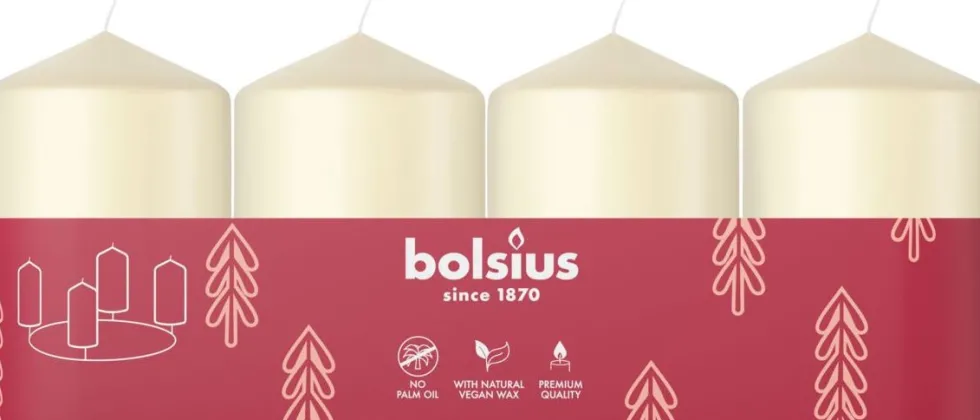 Bolsius stompkaars crème 7 uur D 4 H 6 cm 4 stuks