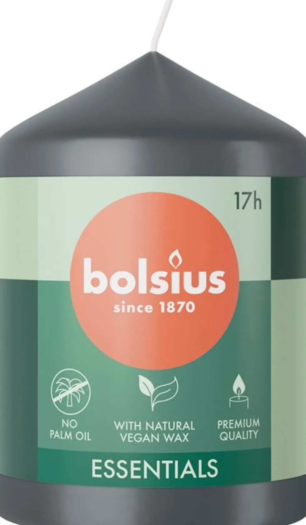 Bolsius stompkaars Essentials antraciet 17 uur D 5,8 H 8 cm