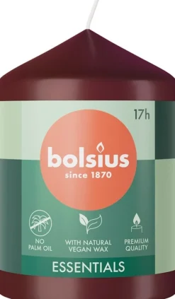 Bolsius stompkaars Essentials bordeaux 17 uur D 5,8 H 8 cm