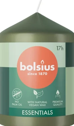 Bolsius stompkaars Essentials groen 17 uur D 5,8 H 8 cm
