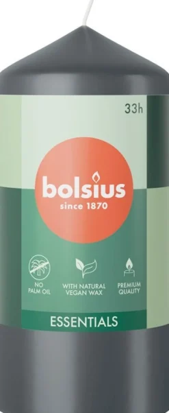 Bolsius stompkaars Essentials antraciet 33 uur D 5,8 H 12 cm