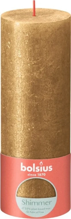 Bolsius stompkaars Rustiek Shimmer goud 85 uur D 6,8 H 19 cm