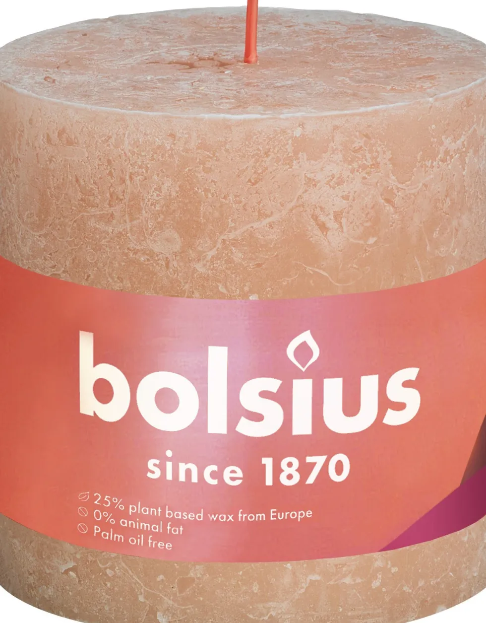 Bolsius stompkaars Rustiek Shine roze 62 uur D 10 H 10 cm