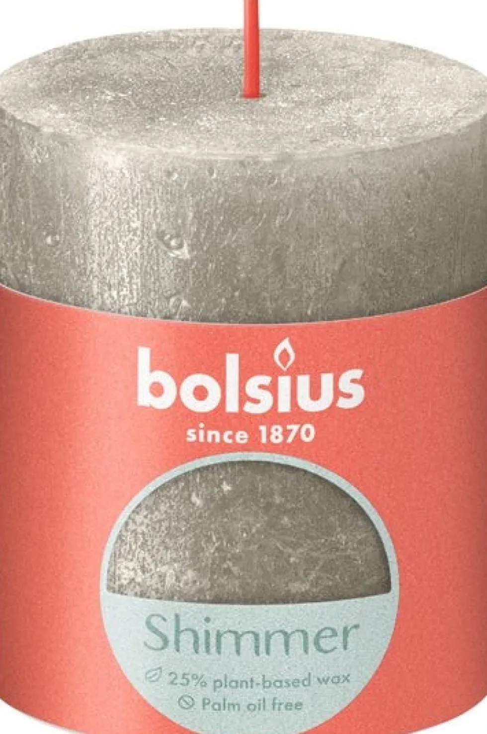 Bolsius stompkaars Rustiek Shimmer zilver 35 uur D 6,8 H 8 cm