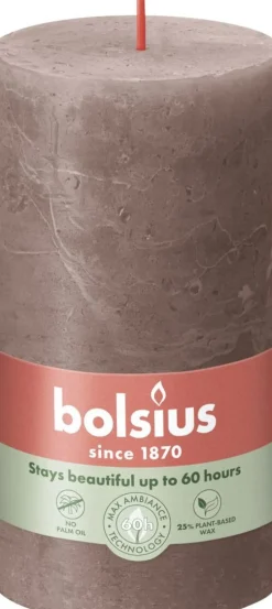 Bolsius stompkaars Rustiek Shine taupe 60 uur D 6,8 H 13 cm