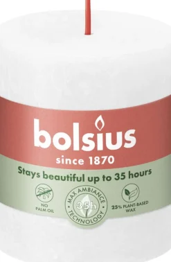 Bolsius stompkaars Rustiek Shine wit 35 uur D 6,8 H 8 cm