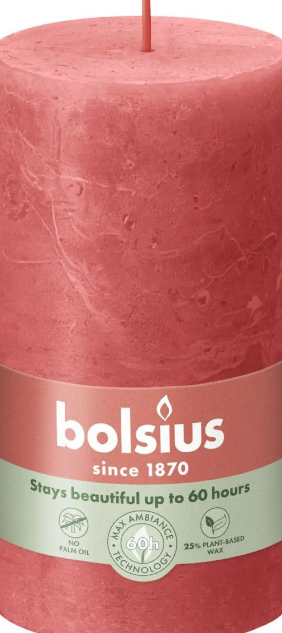 Bolsius stompkaars Rustiek Shine roze 60 uur D 6,8 H 13 cm