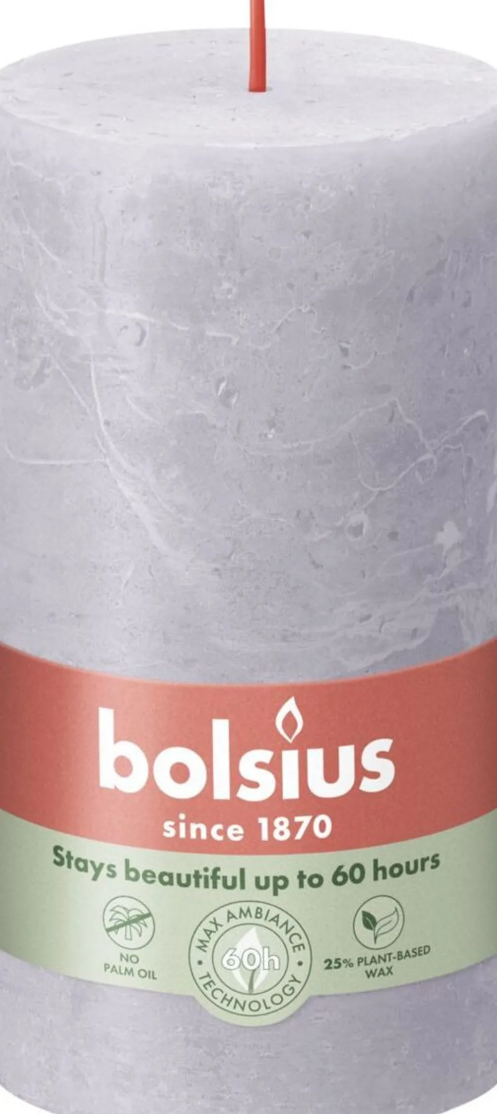 Bolsius stompkaars Rustiek Shine paars 60 uur D 6,8 H 13 cm