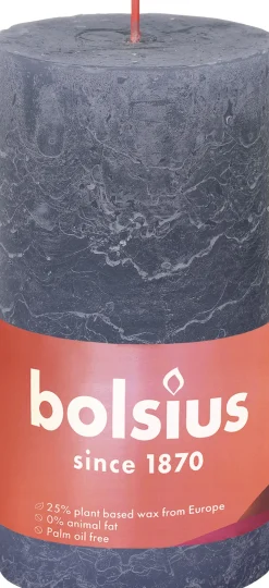 Bolsius stompkaars Rustiek Shine blauw 60 uur D 6,8 H 13 cm
