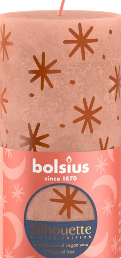 Bolsius stompkaars Rustiek silhouette roze 60 uur D 6,8 H 13 cm