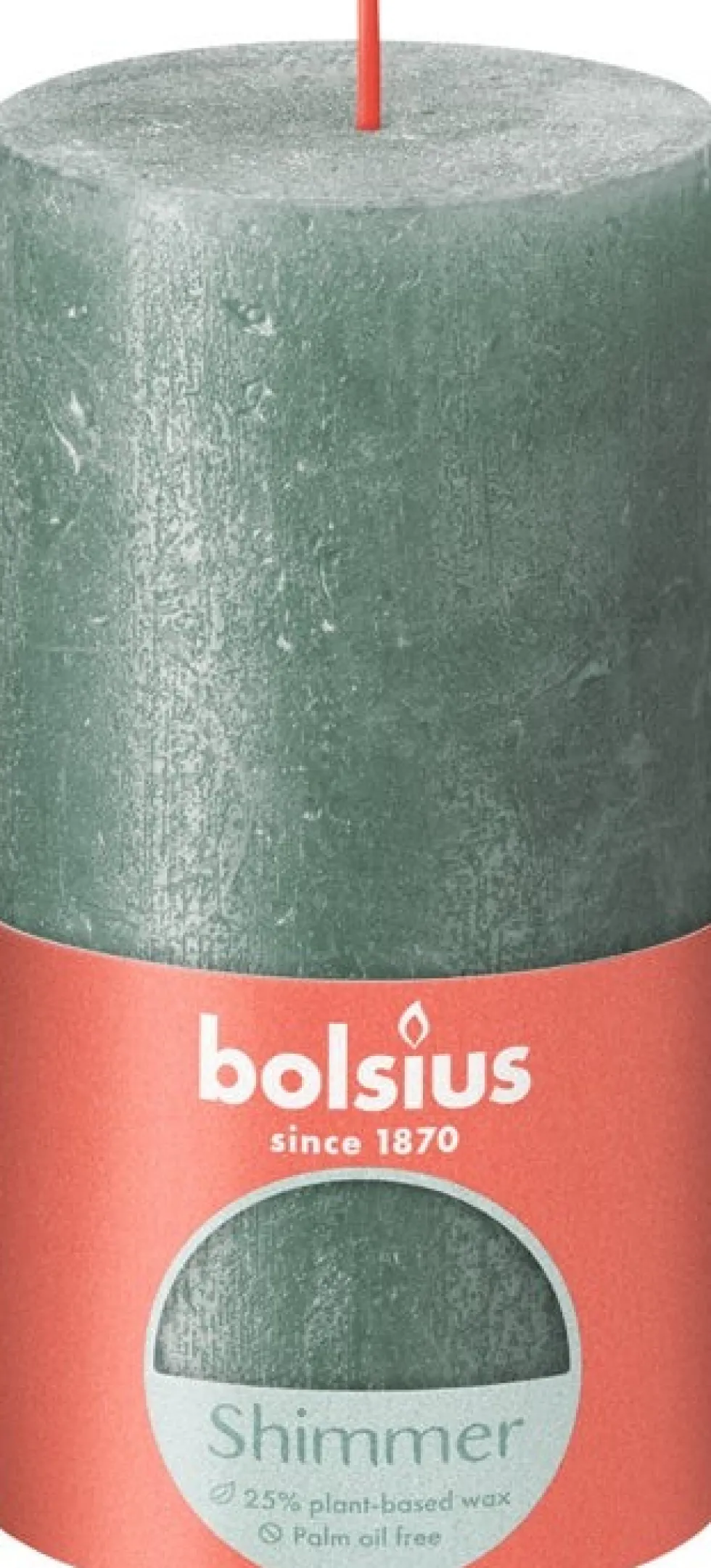 Bolsius stompkaars Rustiek Shimmer groen 60 uur D 6,8 H 13 cm