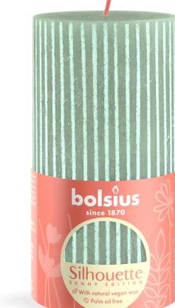 Bolsius stompkaars Rustiek Shine groen 60 uur D 6,8 H 13 cm